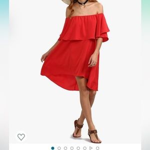 Romwe Women's Off The Shoulder Ruffle Casual Loose Shift Dress